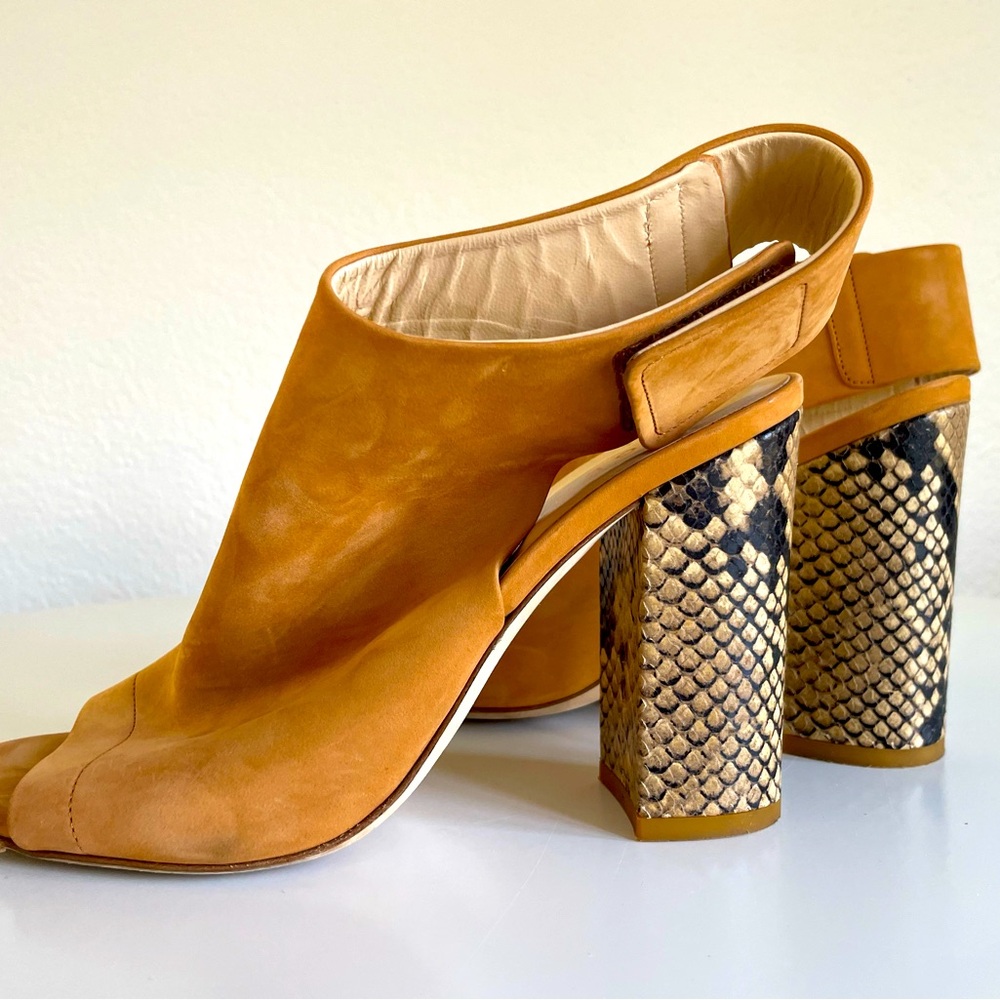 M. Gemi camel suede/textured heel shoes